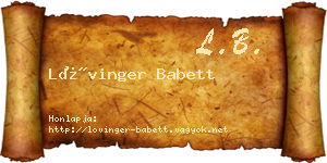 Lővinger Babett névjegykártya